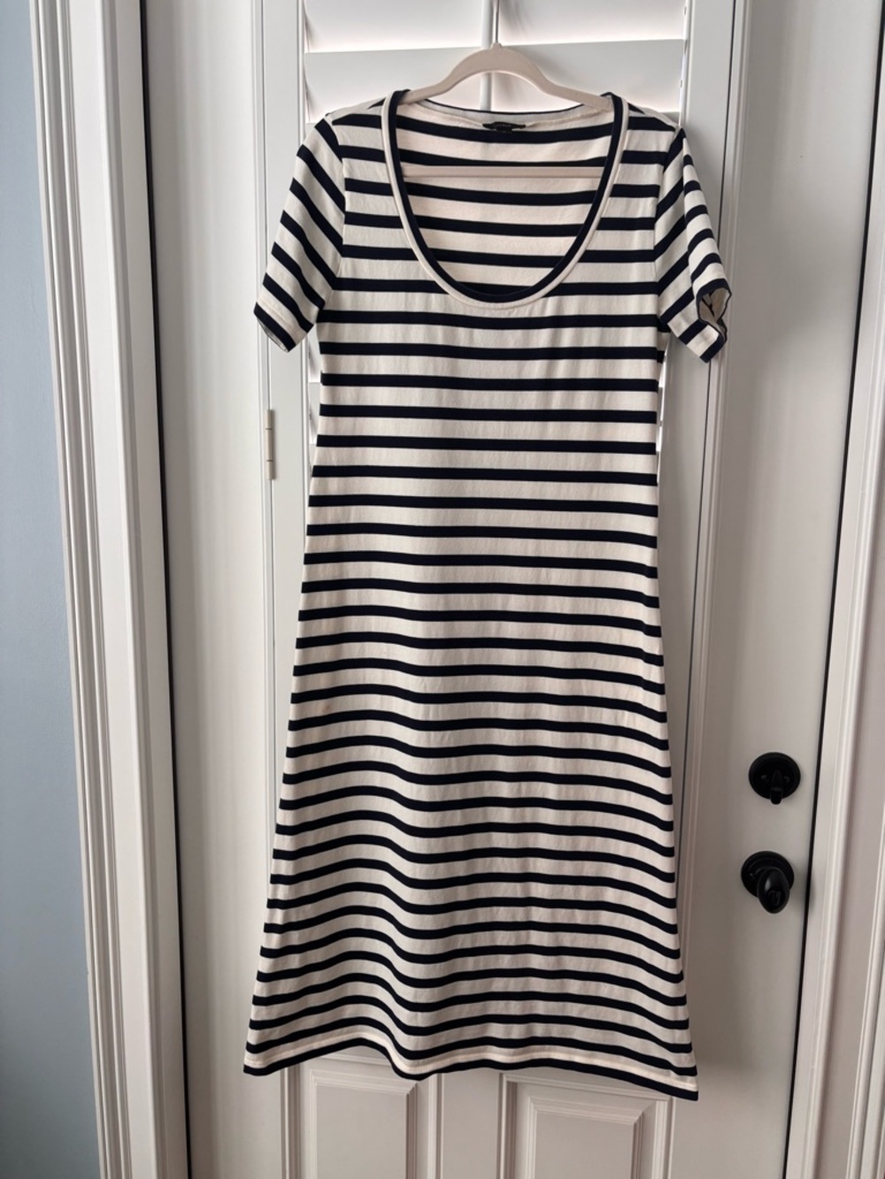 J.Crew Striped Scoop Neck Short Sleeve Dress - Black & White